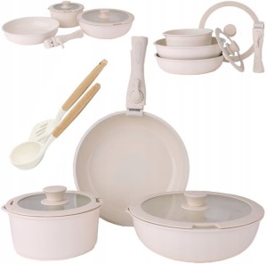 Zestaw garnków z patelnią  indukcja  8 elementów non stock BEIGE CHEF 